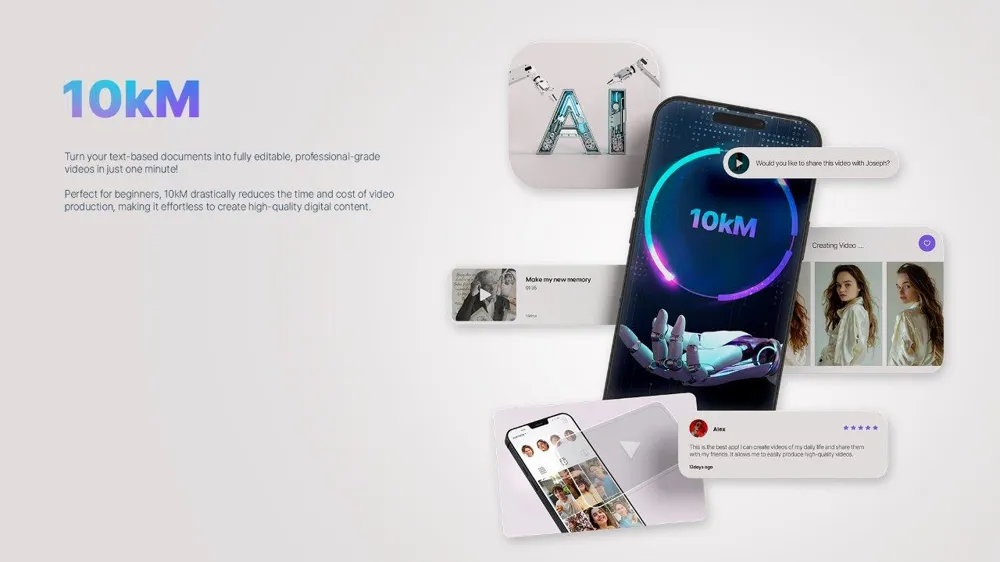 AI-powered "10kM" transforms text into professional videos