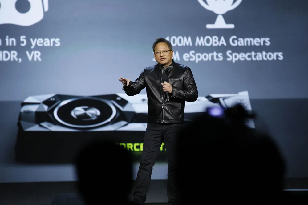Jensen Huang giving a keynote presentation at CES 2017